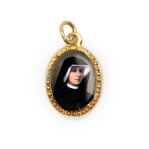 MD103090P10 - Medalha de Alumínio Oval Dourada c/ 10un. Santa Faustina - 2X1,3cm