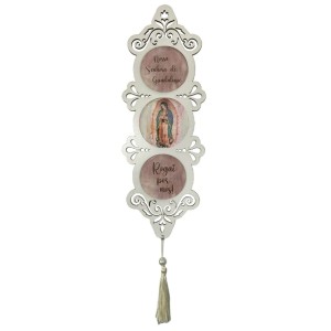 AO4102557 - Adorno N. Sra. De Guadalupe MDF Branco Resinado - 40x10,5cm
