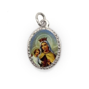 MD103613P10 - Medalha de Alumínio Oval Prata c/ 10un. N. Sra. Do Carmo - 2X1,3cm