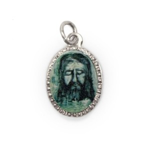 MD103892P10 - Medalha de Alumínio Oval Prata c/ 10un. Sagrada Face de Jesus - 2X1,3cm 