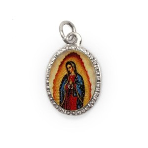 MD103039P10 - Medalha de Alumínio Oval Dourada c/ 10un. N. Sra. De Guadalupe - 2X1,3cm