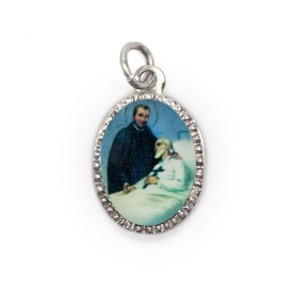 MD103887P10 - Medalha de Alumínio Oval  Prata c/ 10un. São Camilo de Lellis - 2X1,3cm 