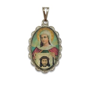 MD128084 - Medalha Santa Verônica Rendada Níquel - 5x2,5cm