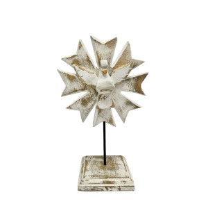 DF1983990 - Pedestal Divino Espírito Santo Resplendor Madeira Branca - 25x15cm