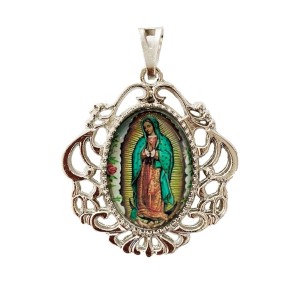 MD129023 - Medalha N. Sra. de Guadalupe Camafeu Níquel - 4,5x4cm