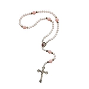 TE112061 - Terço Primeira Eucaristia Pérola Branca - 32cm