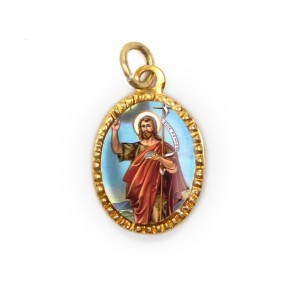MD103248P10 - Medalha de Alumínio Oval Dourada c/ 10un. São  João Batista - 2X1,3cm