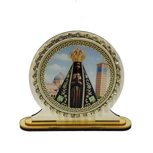 AO292620 - Pedestal N. Sra. Aparecida Resinado c/ Strass - 9,5x11,5cm