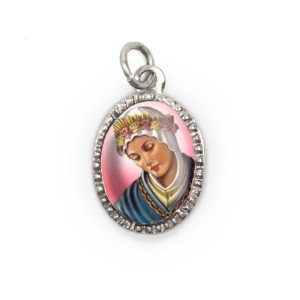 MD103606P10 - Medalha de Alumínio Oval Prata c/ 10un. N. Sra. Da Salette - 2X1,3cm