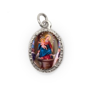 MD103614P10 - Medalha de Alumínio Oval Prata c/ 10un. N. Sra. Do Rosário - 2X1,3cm