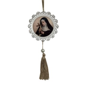 AO4101528 - Adorno Santa Rita de Cássia MDF Branco Resinado - 22x9,7cm