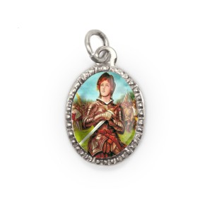 MD103622P10 - Medalha de Alumínio Oval Prata c/ 10un. Santa Joana D'Arc - 2X1,3cm