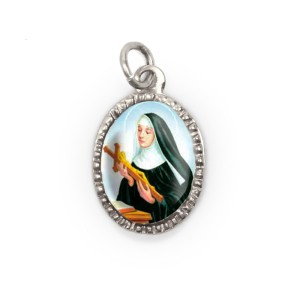 MD103624P10 - Medalha de Alumínio Oval Prata c/ 10un. Santa Rita de Cássia - 2X1,3cm