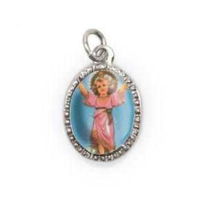 MD103809P10 - Medalha de Alumínio Oval Prata c/ 10un. Menino Jesus - 2X1,3cm