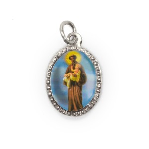 MD103818P10 - Medalha de Alumínio Oval Prata c/ 10un. São Benedito - 2X1,3cm