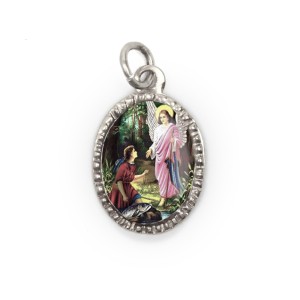 MD103910P10 - Medalha de Alumínio Oval Prata c/ 10un. São Rafael Arcanjo - 2X1,3cm