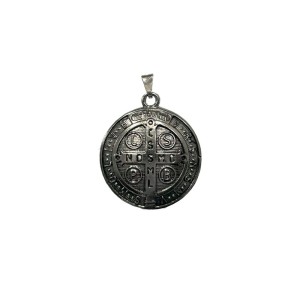 MD1420155 - Medalha São Bento Redonda Níquel - 3,8x3,3cm