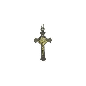 CZ861215P2 - Cruz São Bento Metal Níquel c/ Dourado - 5,2x2,7cm