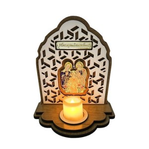 OT204245 - Oratório Sagrada Família c/ Vela de Led - 18,5x16cm