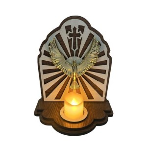 OT204253 - Oratório Divino Espírito Santo c/ Vela de Led - 18,5x16cm