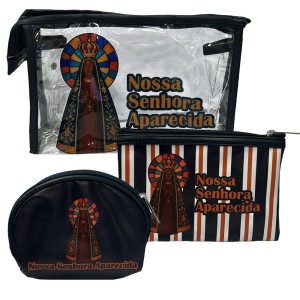 NE040033 - Kit Necessaire N. Sra. Aparecida c/ 3un - 23x16cm 