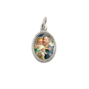 MD102514P20 - Medalha de Alumínio Oval Prata c/ 20un. São José - 1,5x1cm
