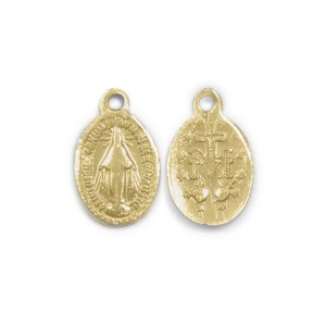 MD520051P20 - Medalha N. Sra. Das Graças Alumínio Dourada c/ 20un. - 0,7x1,5cm