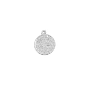 MD101400P10 - Medalha de Alumínio c/ 10un. São Bento Prateado - 1,4x1,6cm