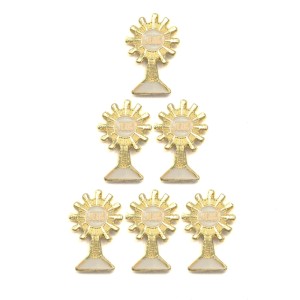 BO112002P6 - Botton  Primeira Eucaristia Ostensório Dourado c/ 6un. - 2x1cm