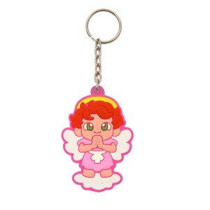 CH50803 - Chaveiro Santo Anjo Rosa Emborrachado - 11x4cm