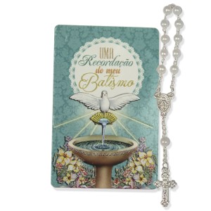 CT1423 - Cartão Lembrança Batismo C/ Dezena - 8,5x5,5cm