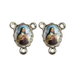 ET1672025P5 - Entremeio Santa Terezinha das Rosas Duplo Resinado c/ 5un. - 1,9x1,5cm