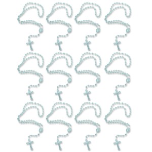 TE050011P12 - Terço Acrílico Azul Perolado c/ 12un. - 32cm