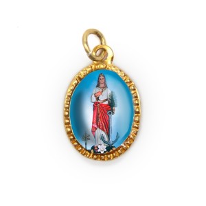 MD103092P10 - Medalha de Alumínio Oval Dourada c/ 10un. Santa Filomena - 2X1,3cm