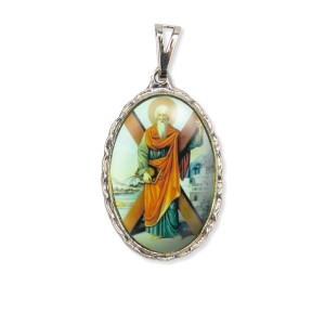 MD128419 - Medalha Santo André Rendada Níquel - 5x2,5cm