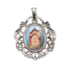 MD129015 - Medalha N. Sra. da Glória Camafeu Níquel - 5x4,2cm