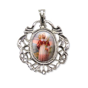 MD129446 - Medalha São Raimundo Nonato Camafeu Níquel - 5x4,2cm