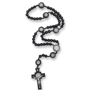 TE930045 - Terço São Bento Madeira Preta - 54cm