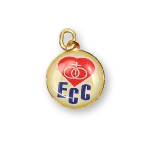 MD49001 - Medalha ECC Dupla de Alumínio Dourada  - 2,5x2cm