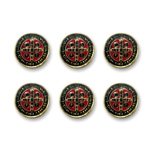 BO116050P6 - Botton Medalha de São Bento c/ 6un. Dourado - 1,4x1,4cm